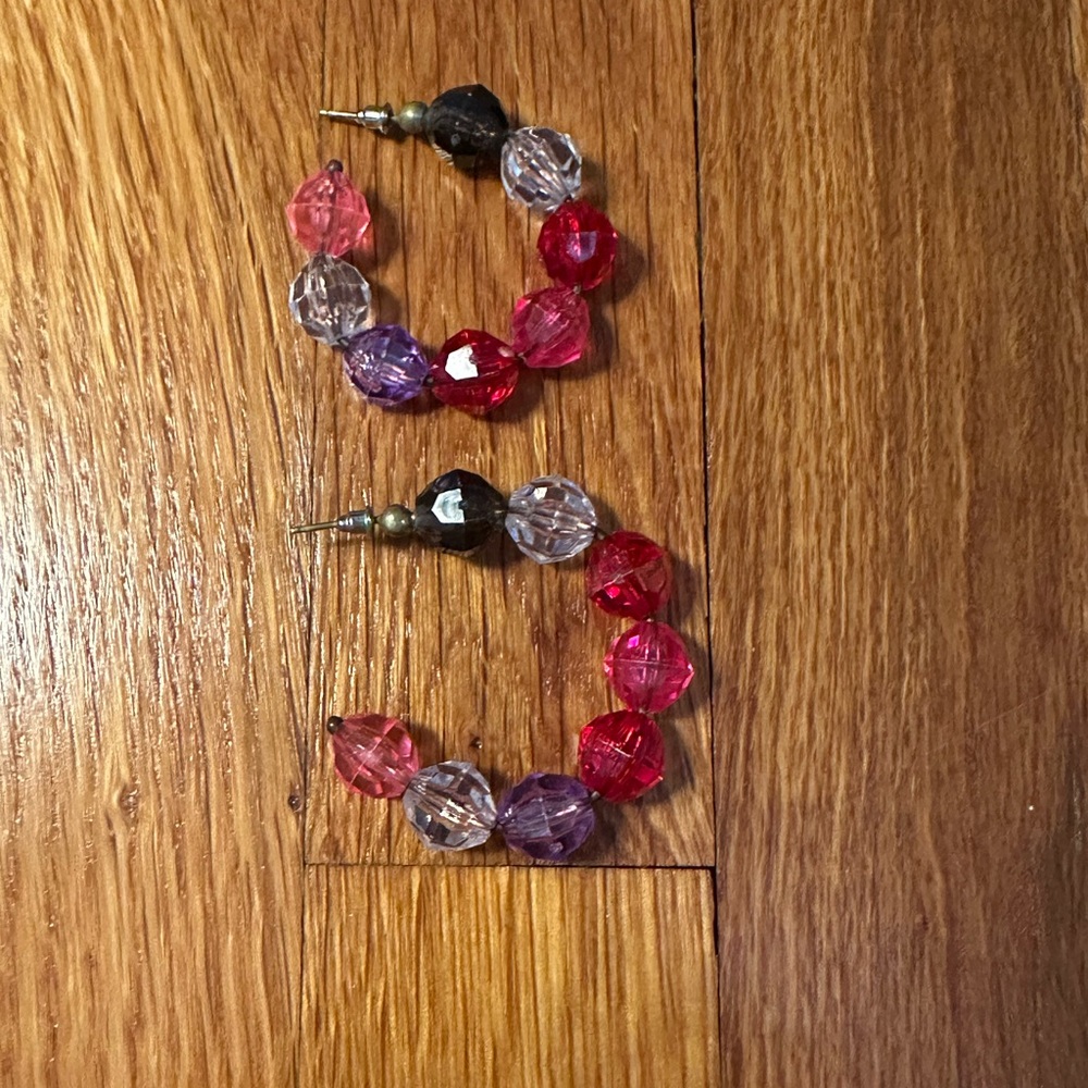 Susan Alexandra Chunky Bead Beaded Hoop Earrings